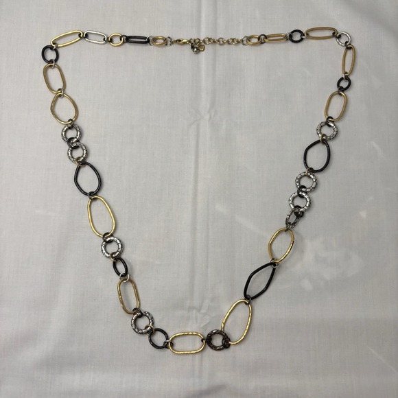 Brighton Pebble Link Silver And Gold Tone Large Chunky Oval Chain Necklace - Picture 1 of 7